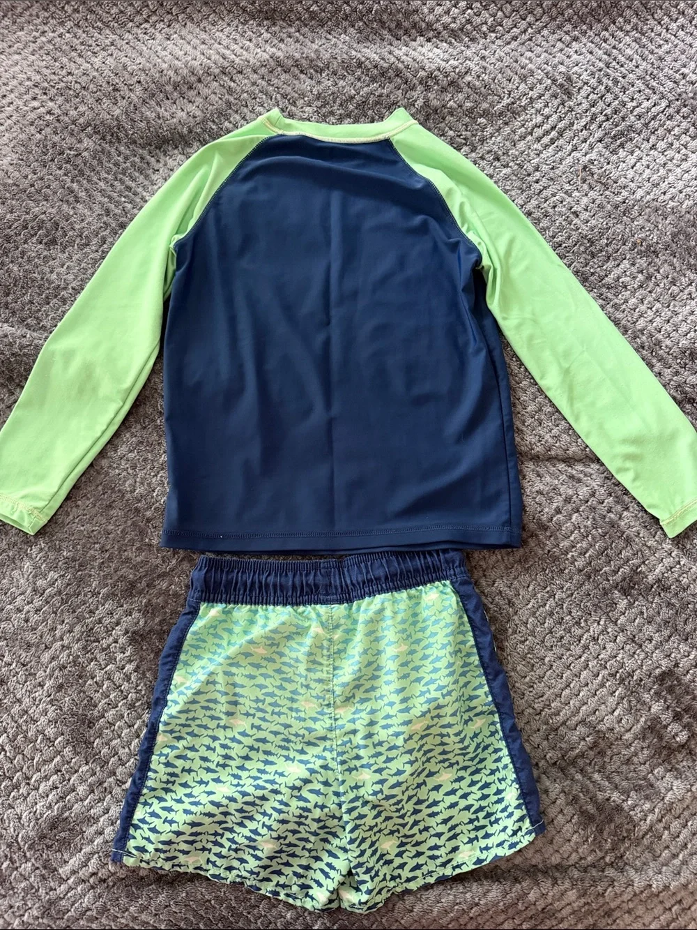 OshKosh B'gosh Navy and Lime Shark Rashguard Swim Set